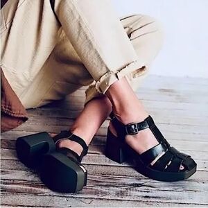 Free People Black Platform Sandals